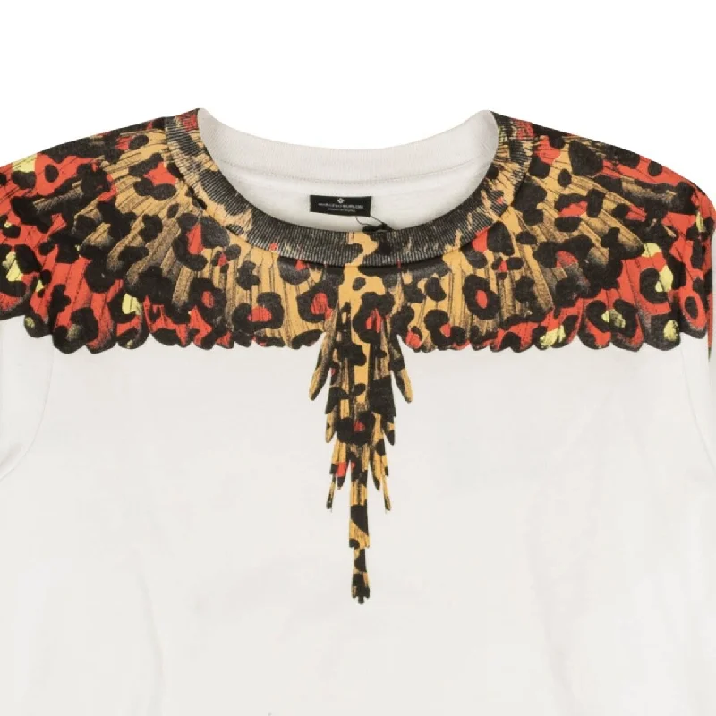 Women's Trendy Outfits White Leopard Wings Cotton Crewneck