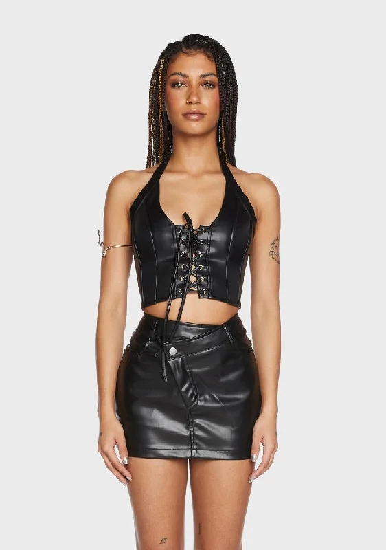 Women's High Street Fashion What You've Got Vegan Leather Top