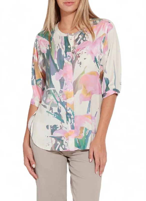 Shop Ladies Clothes Viviana Satin Shirt In Jazzy Floral