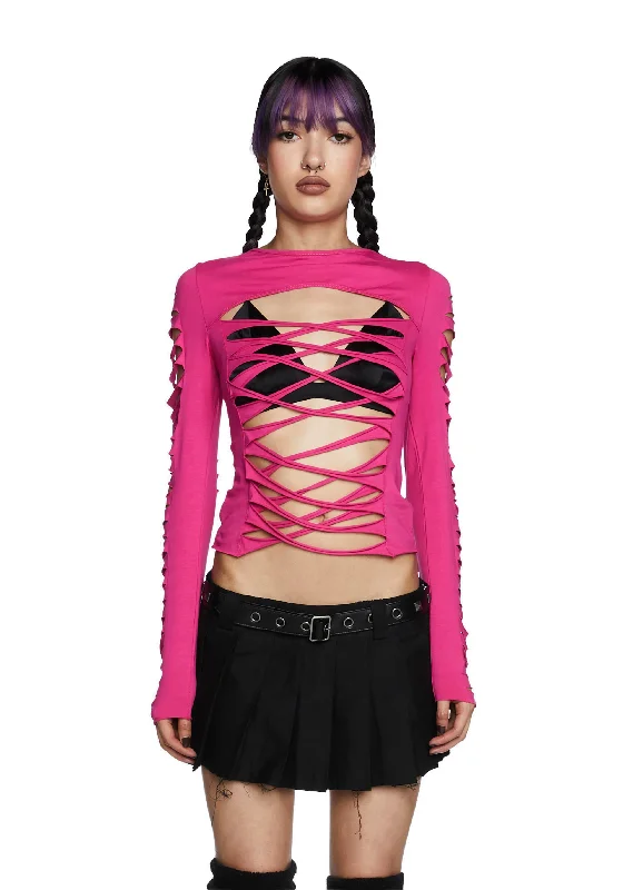 Fashion Essentials Deviant Curfew Cut-Out Top - Pink