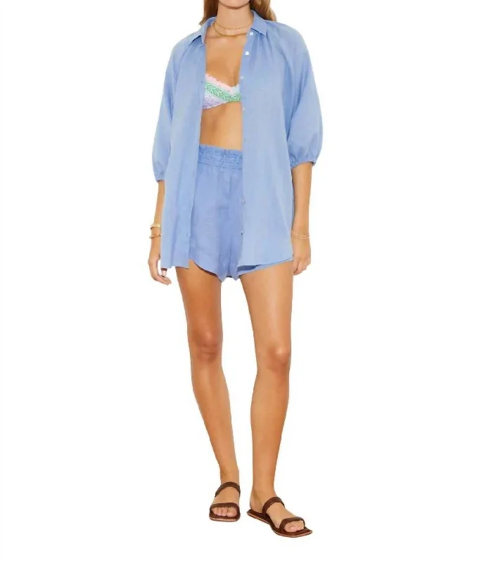 Bold and Elegant Women's Fashion La Ponche Shirt In Blue