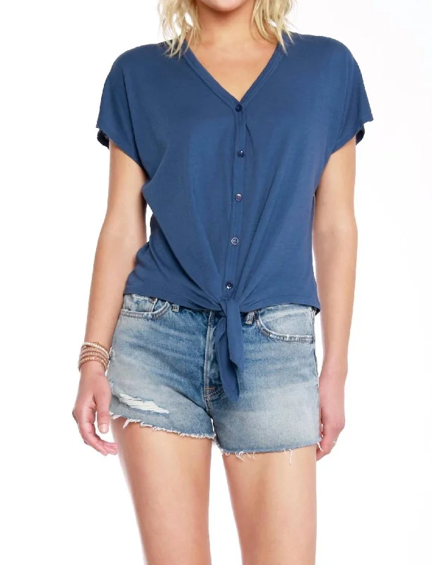 Durable Fashion Picks Dolman Tie Front Top In Coast