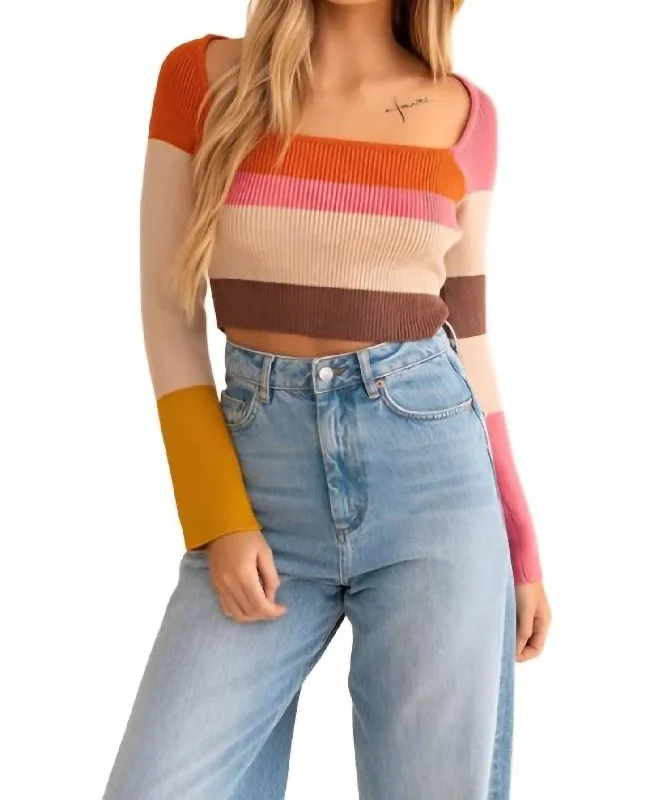 Women's Casual and Dressy Outfits Hey Pumpkin Color Block Top In Rust