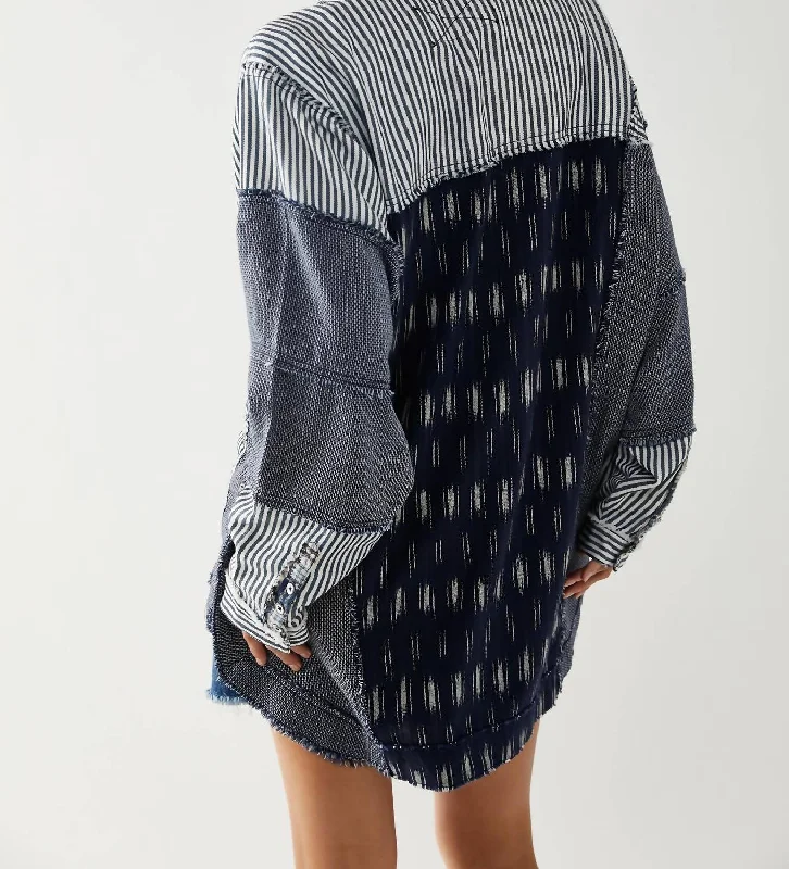 Catch Every Fashion Trend Railroad Dreams Top In Indigo Combo