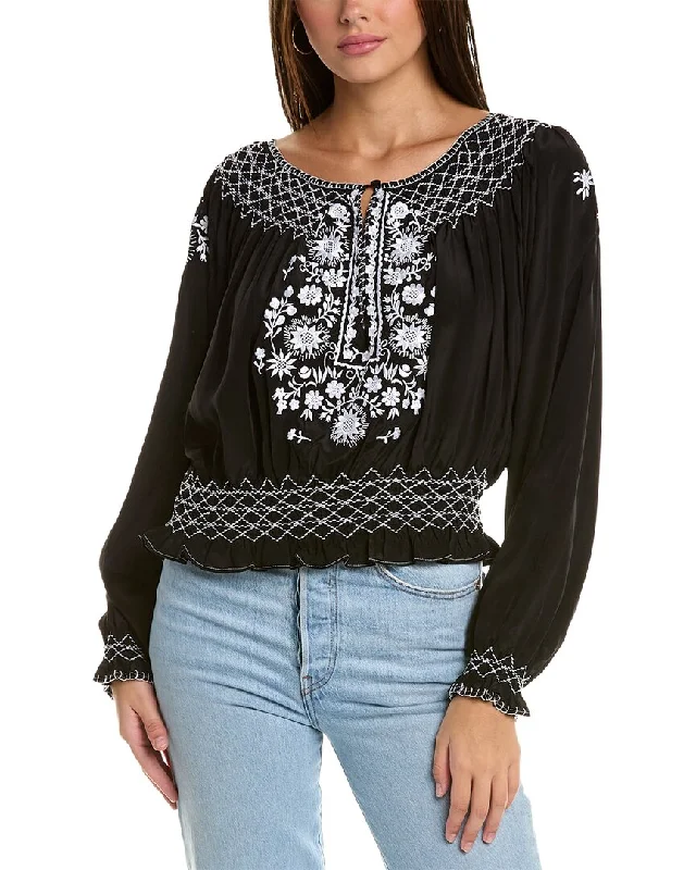 Wardrobe Upgrade Norma Kamali Embroidered Silk-Blend Top