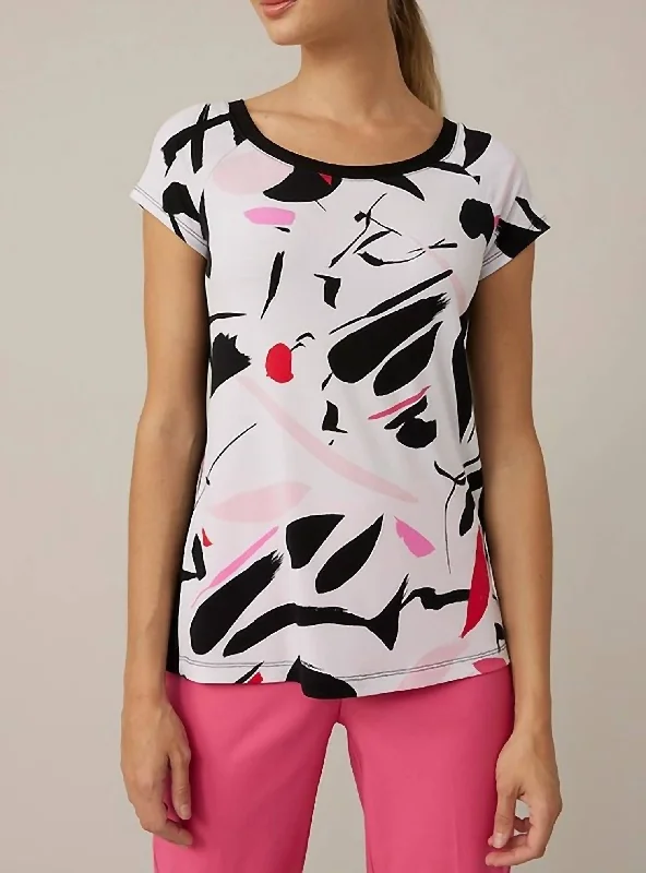 Casual Fashion Trends for Women Abstract Print Top In Vanilla/multi