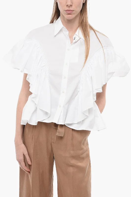 Hot Styles AZ Factory Cotton Shirt with Ruffled Sleeves and Bottom