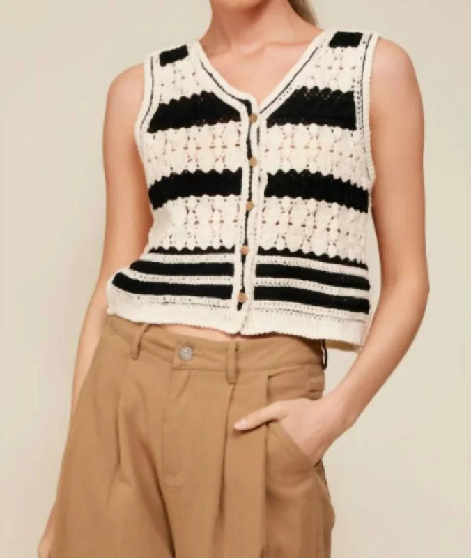 Exclusive Discount Sioban Stripe Top In Ivory/black