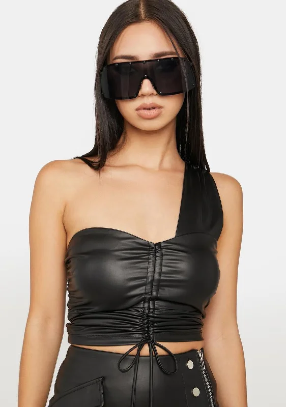 Casual Style for Busy Women Pour It Up Vegan Leather Top