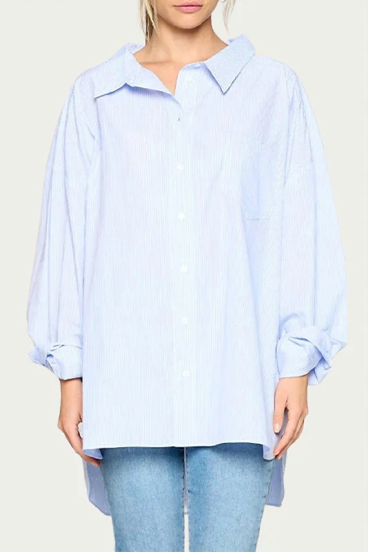 Must-Have Styles Striped Boyfriend Cotton-Poplin Shirt In Blue Stripe