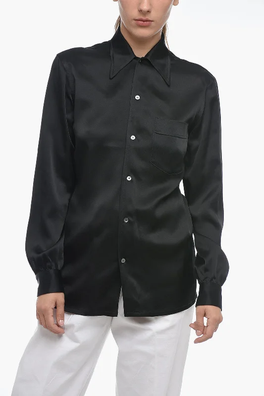 Chic Wardrobe Essentials Maison Margiela MM1 Satin Shirt with Spread Collar