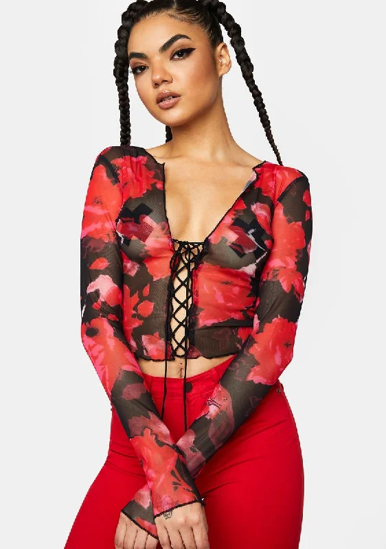 End of Season Sale Floral First Date Tie Top