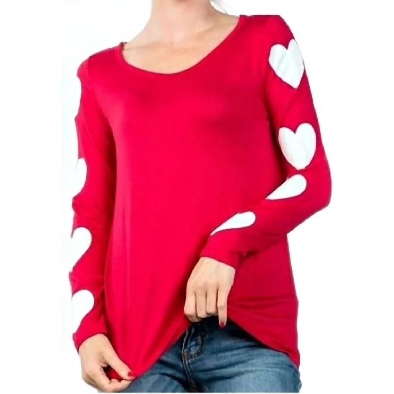 Weekend Exclusive Heart Sleeve Top In Red