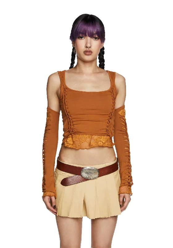 Wardrobe Upgrade Alternative Spells Top And Gloves Set - Brown