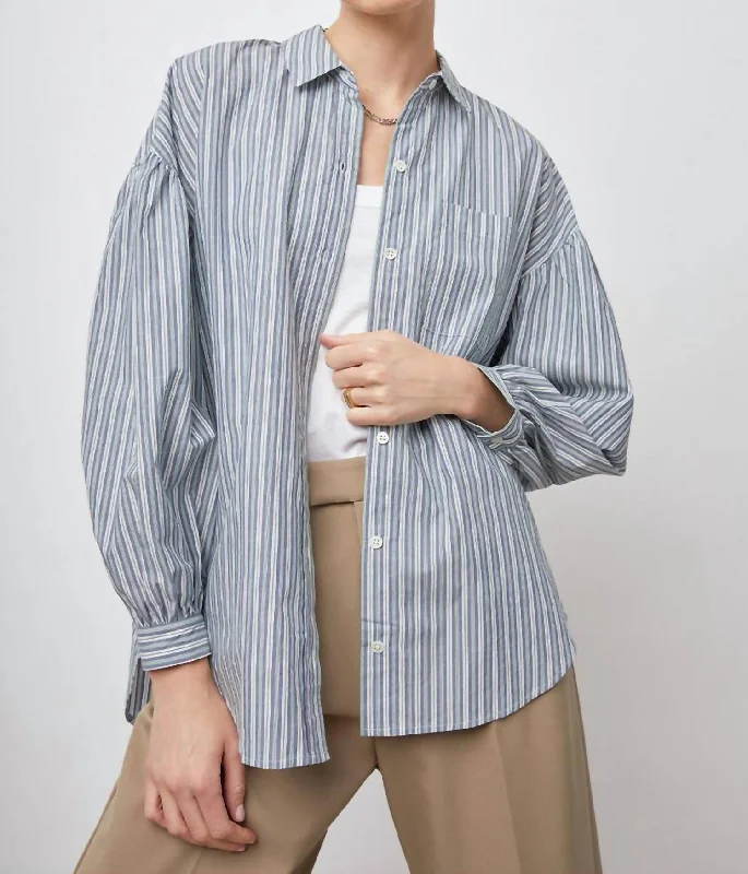 High End Fashion Janae Shirt In Bank Stripe