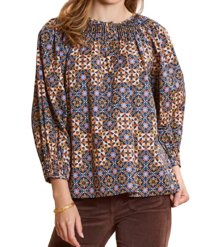 Women's Outerwear for All Weather Conditions Sarah Cotton Mosaic Top In Multi