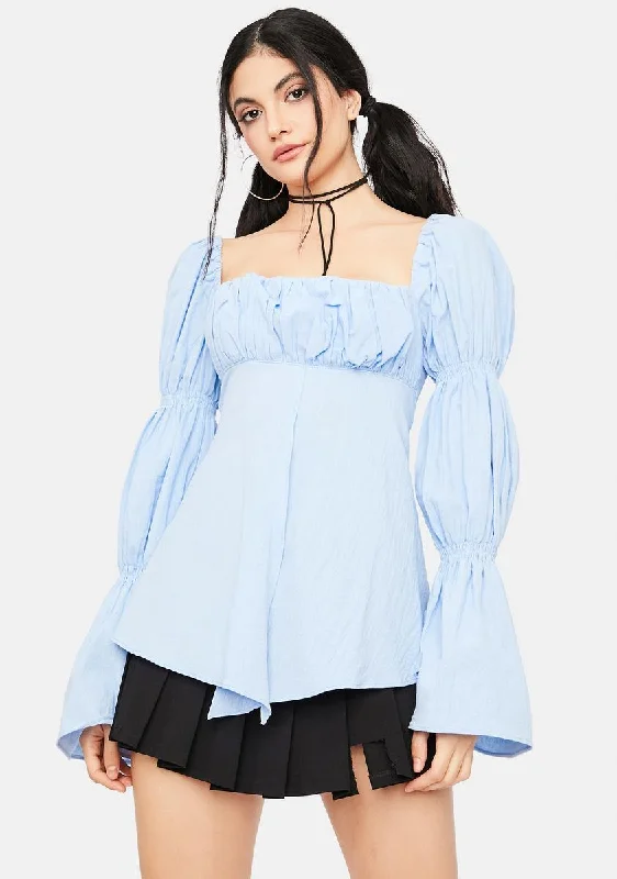 Stylish Basics Powder Can't Stop Smiling Peasant Top