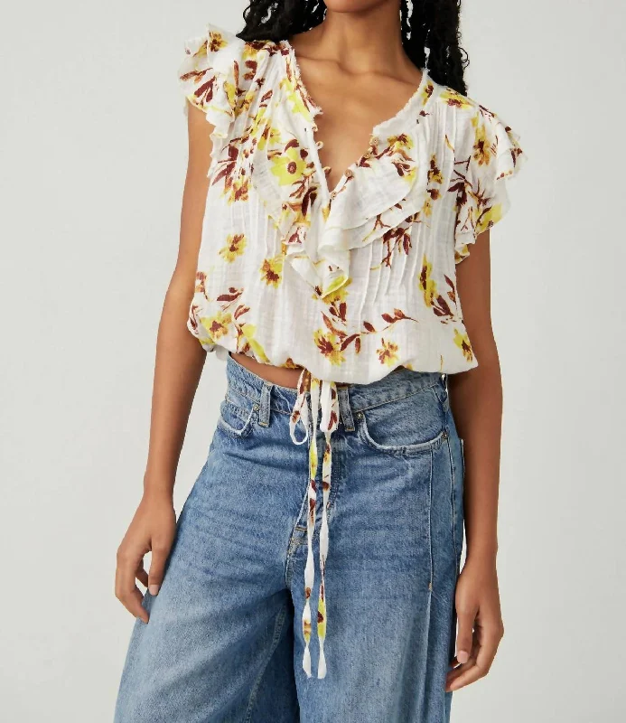 Effortless Style, Endless Impact Naya Printed Top In Ivory Combo