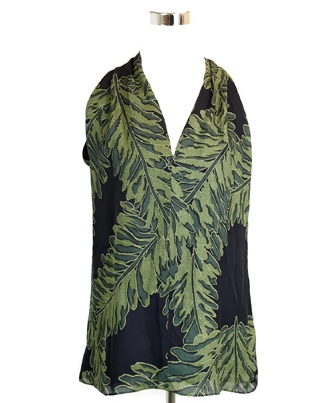 Unleash Your Fashion Gucci Women's  Silk Halter Leaf Printed Top