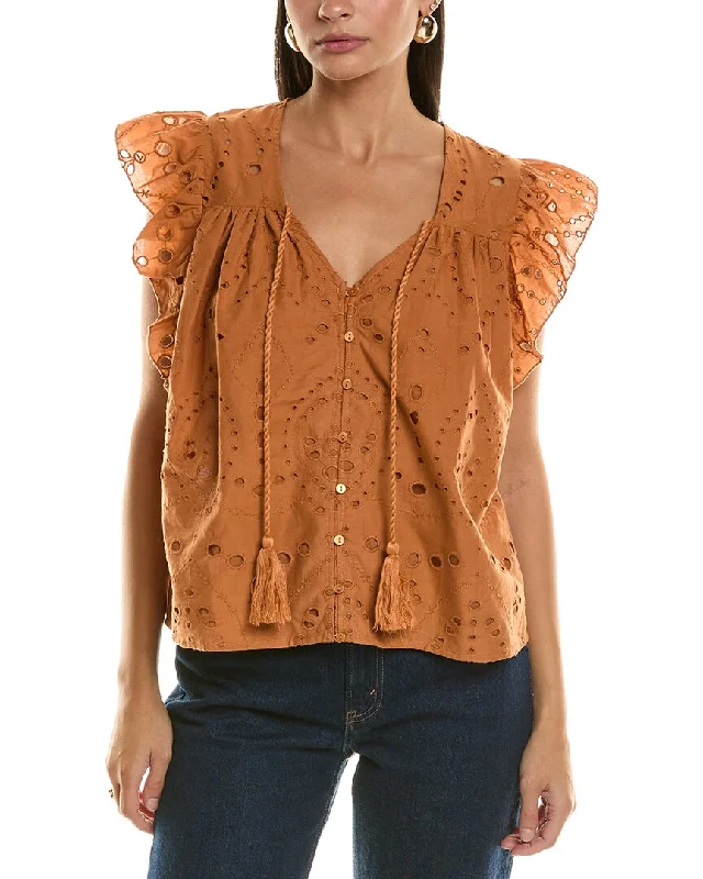 Women Wear Online Bishop + Young Nadia Flutter Sleeve Top