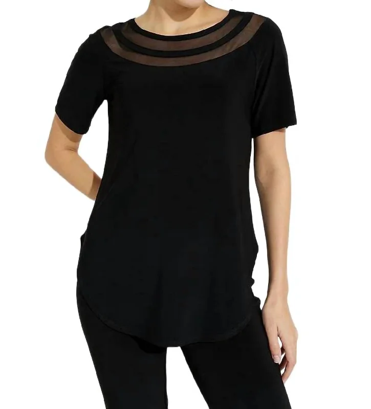 Best Sellers Sheer Collar Detail Top In Black