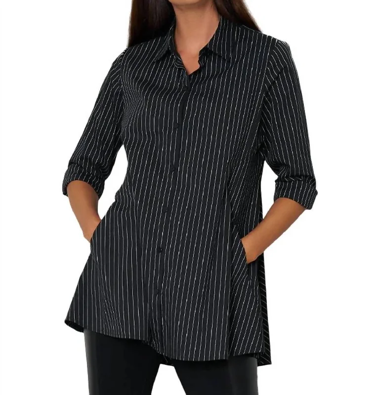 New Arrivals Center Stage Shirt In Black Yarn Dye Stripe