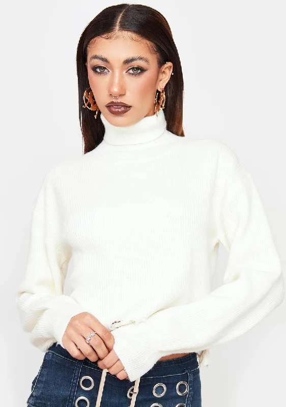 Mega Sale Coldest Winter Distressed Turtleneck Top