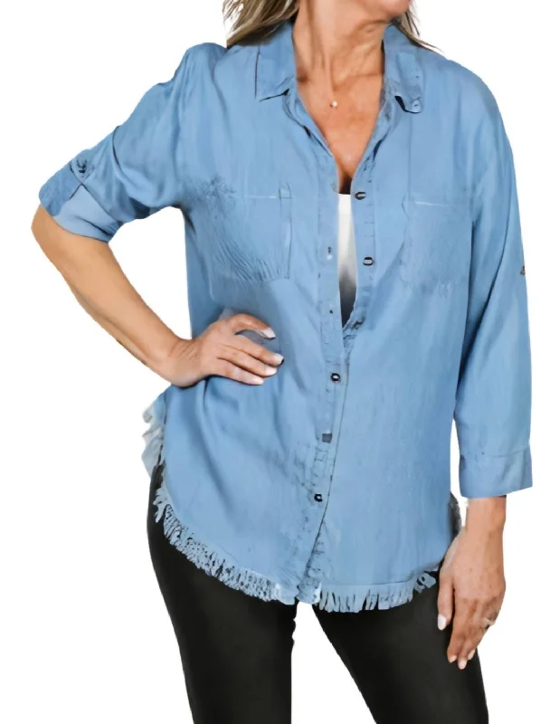 Women Online Clothing Boutiques Tencel Shirt In Oxide Blue