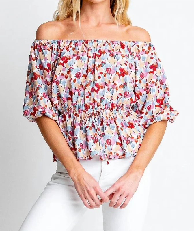 Casual Fashion for Women Nellie Peasant Top In Tulip