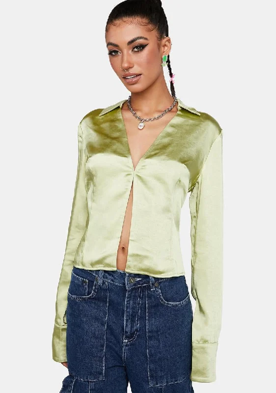 Clothes For Sale Nile Green Edzia Satin Shirt