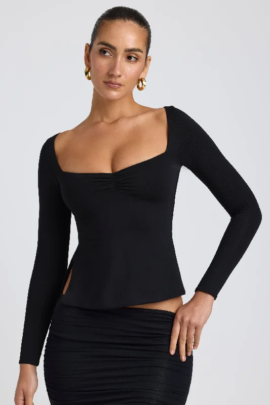 Forward Trendsetter Modal Sweetheart-Neck Top in Black