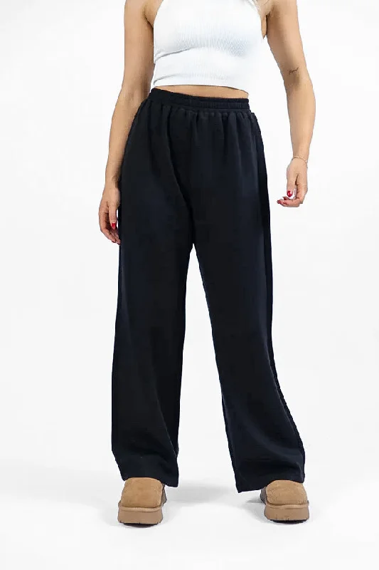 Online Clothing Boutiques Let's Just Stay Black Knit Wide Leg Pants