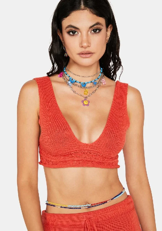 Chic Styles Crimson Follow The Bliss Crochet Top