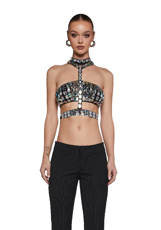 Casual Fashion Trends for Women Lust Sparks Rhinestone Harness Top