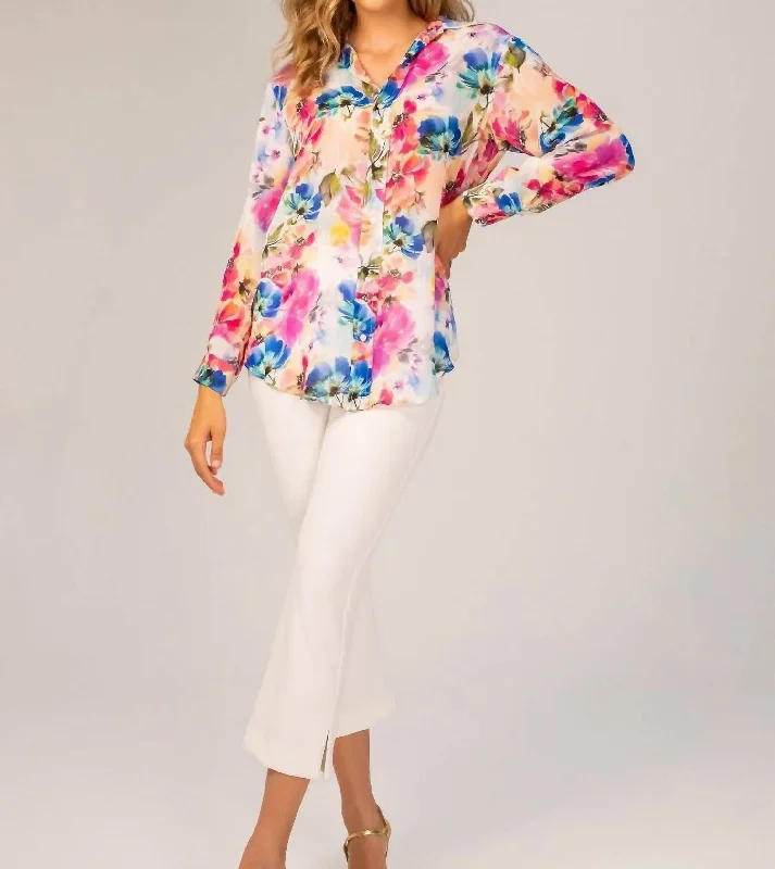 Women's Clothing Boutique The Hailey Top In Pink And Blue