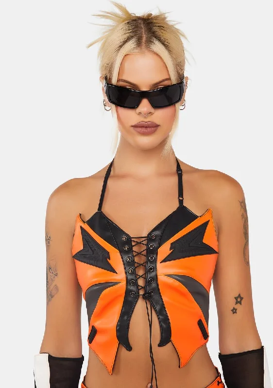 Hot Trends Orange Moto Butterfly Top