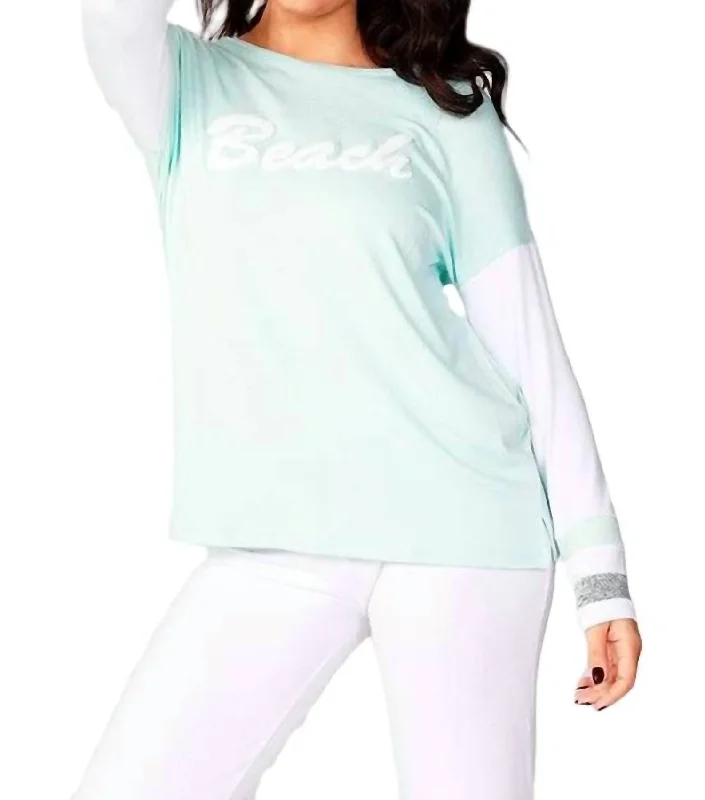 Elegant Attire For The Modern Lady Beach Crew Top In Mist