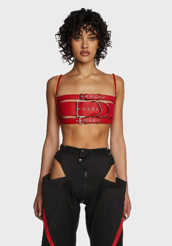 Chic Outfits Daddy Belt Top - Red