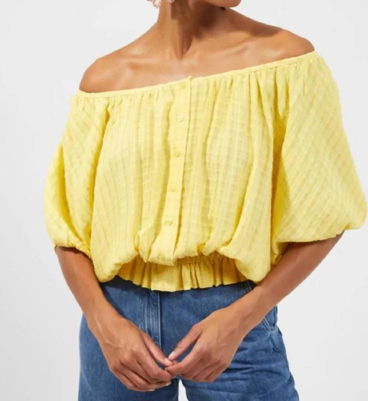 Limited Edition Artemas Broderie Scoop Neck Top In Blaze Yellow