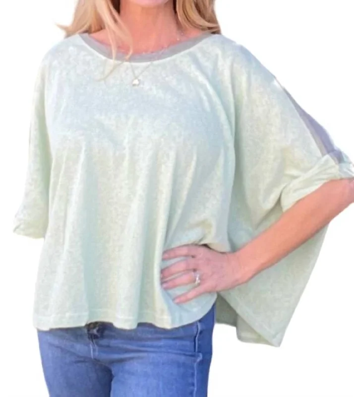 Premium Fabrics Oversized Top In Mint