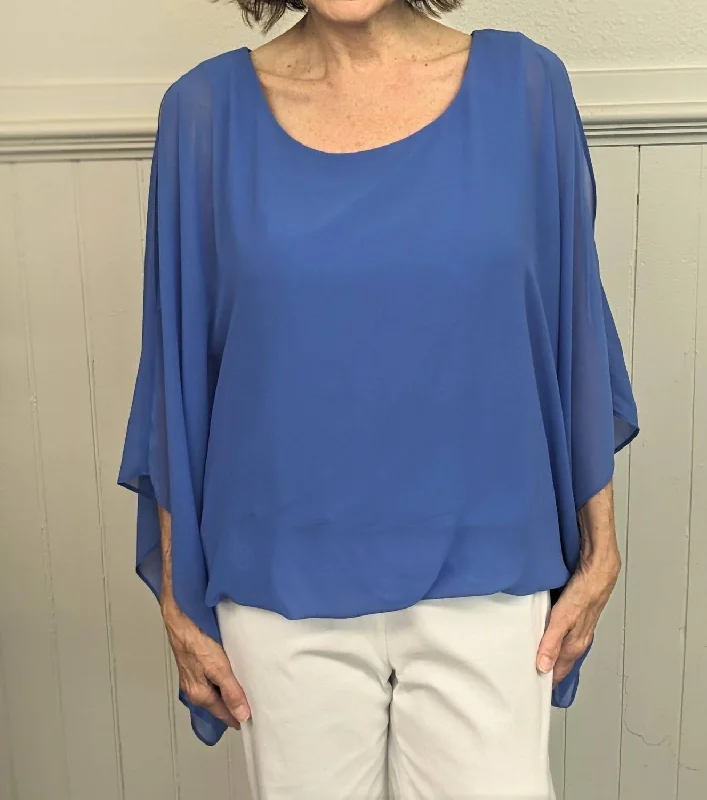 Seasonal Sale Drape Sleeve Top In Blue Iris