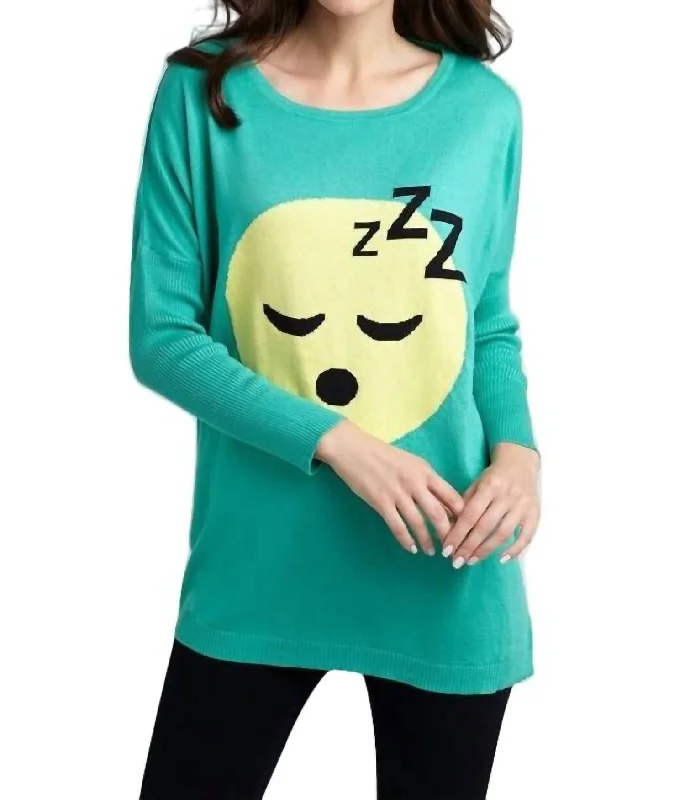 Workwear Fashion for Women Sweet Dreams Emoji Top In Teal