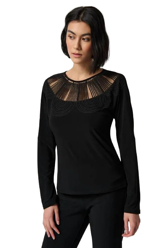 Sophisticated Style Neck Detail Top In Black