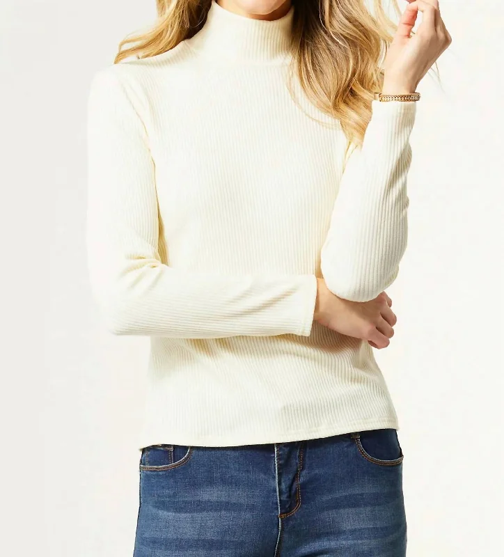 Season Offer Hazel Ribbed Top In Cream