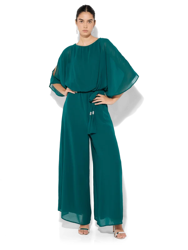 Trendy Women's Dresses Online Lucien Emerald Chiffon Jumpsuit