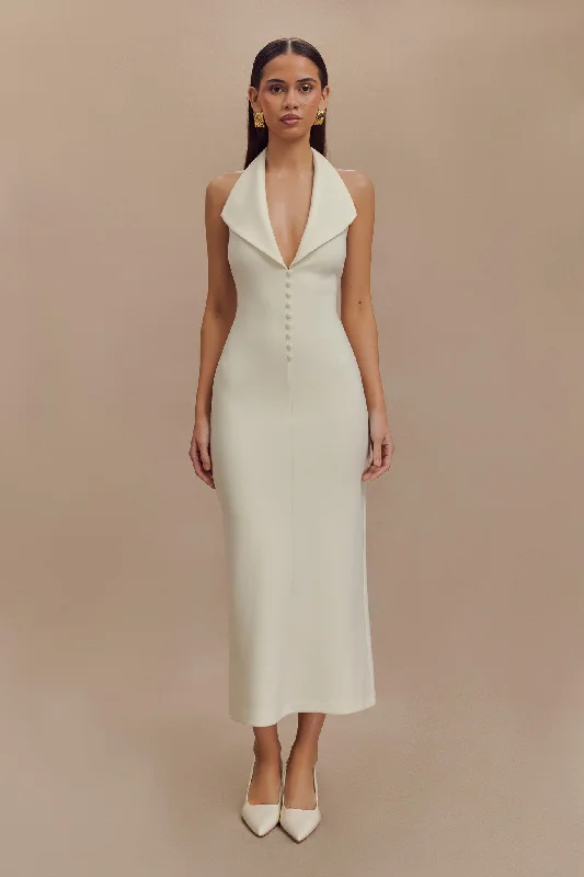 You'Ll Love Us Because Annita Crepe Halter Midi Dress - Ivory