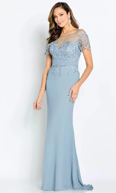 Graceful Fashion Cameron Blake CB111 - Short Sleeve Mermaid Evening Gown