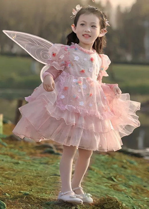 Women's Clothes for All-Day Comfort and Style Cute Pink Ruffled Layered Patchwork Tulle Kids Girls Dress Summer