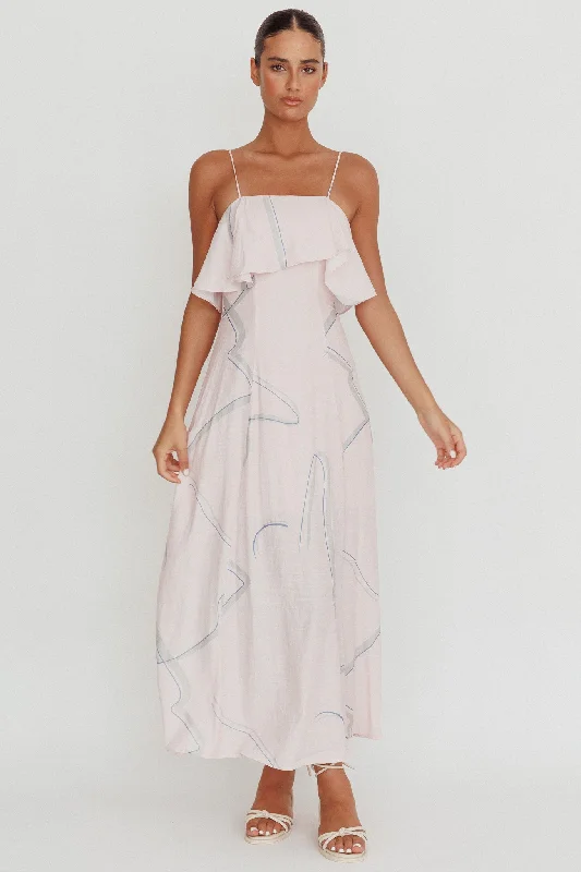 Weekend Sale Cressida Line Ruffle Maxi Dress Pink