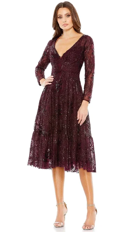 Relaxed Fit Women's Fashion Mac Duggal 68001 - Long Sleeve Embellished Cocktail Dress